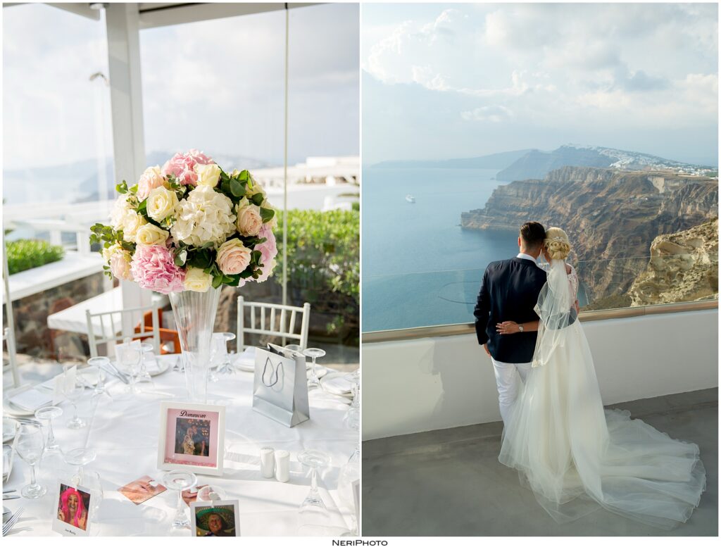 Santorini wedding over cliffs at santorini gem