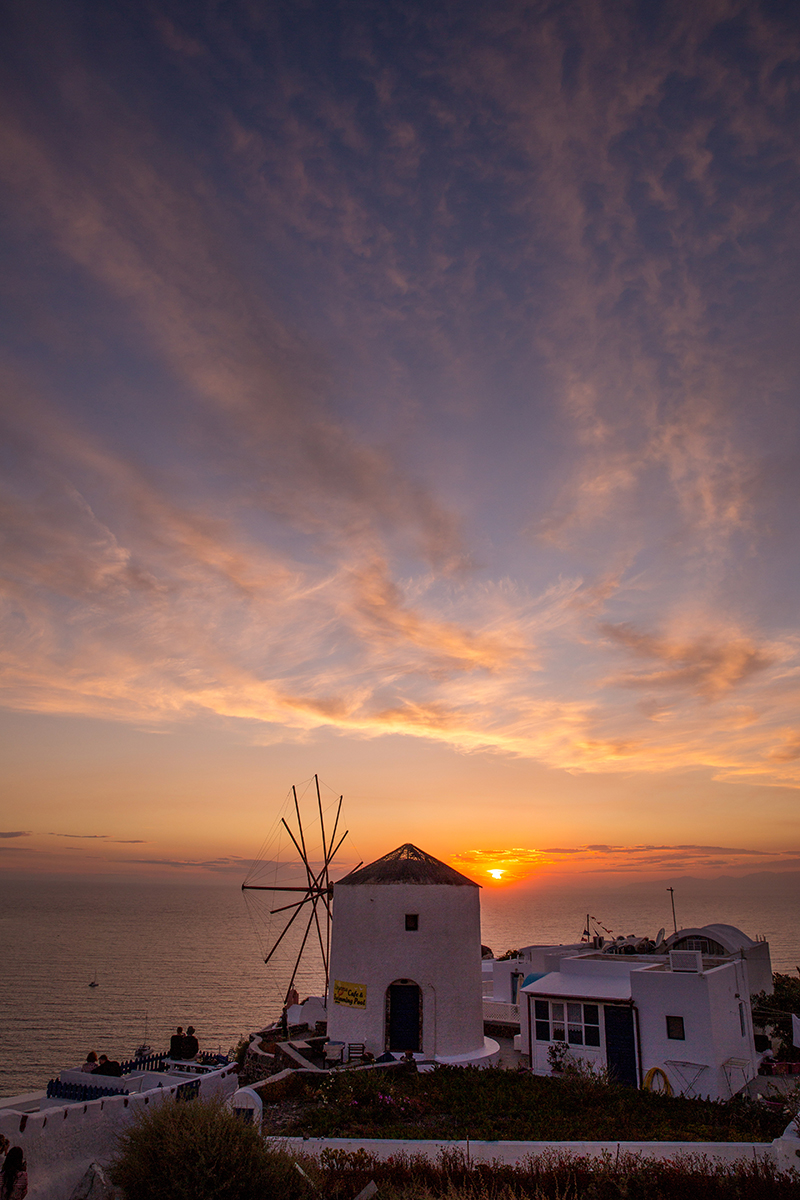 Sunset wedding reception in Santorini Greece at Santorini Gem